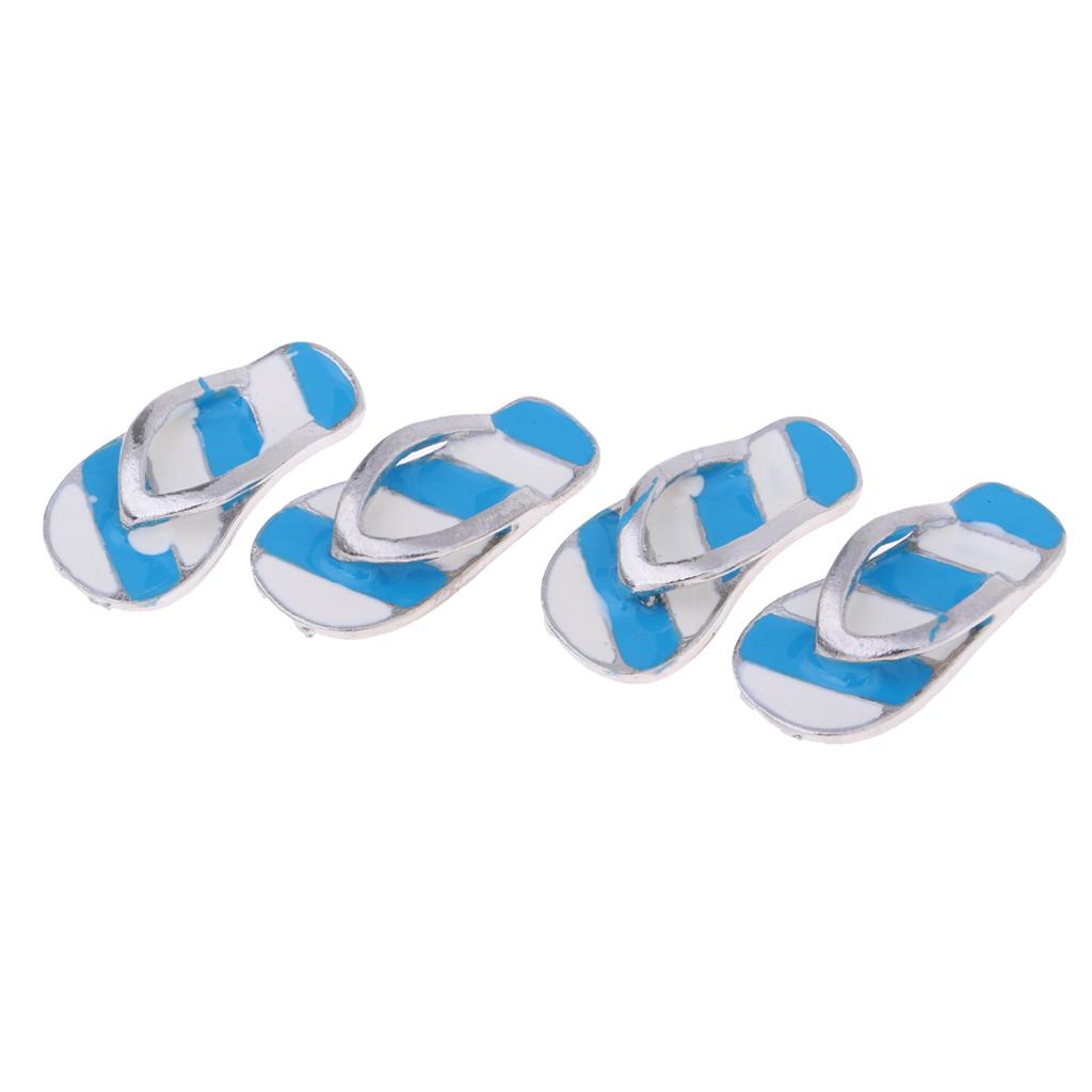2 Pair 1:12 Dollhouse Miniature Metal Flip Flops for Dollhouse Accessories