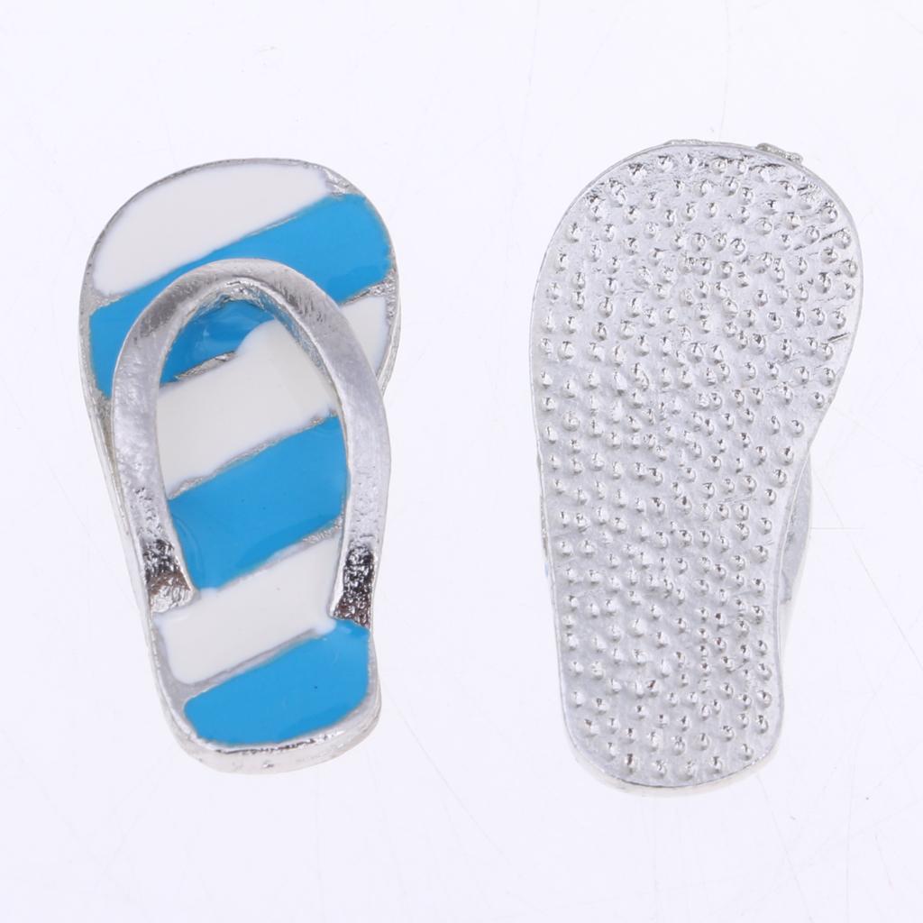 2 Pair 1:12 Dollhouse Miniature Metal Flip Flops for Dollhouse Accessories