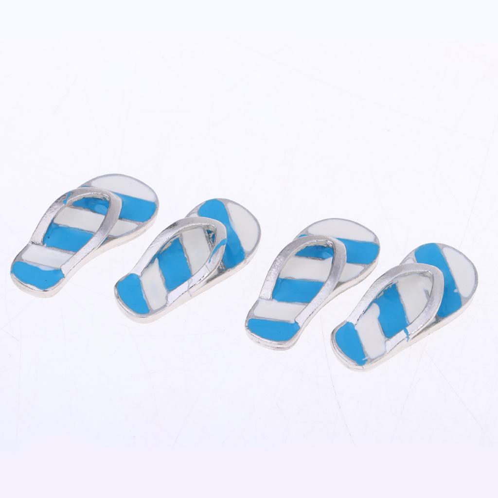 2 Pair 1:12 Dollhouse Miniature Metal Flip Flops for Dollhouse Accessories