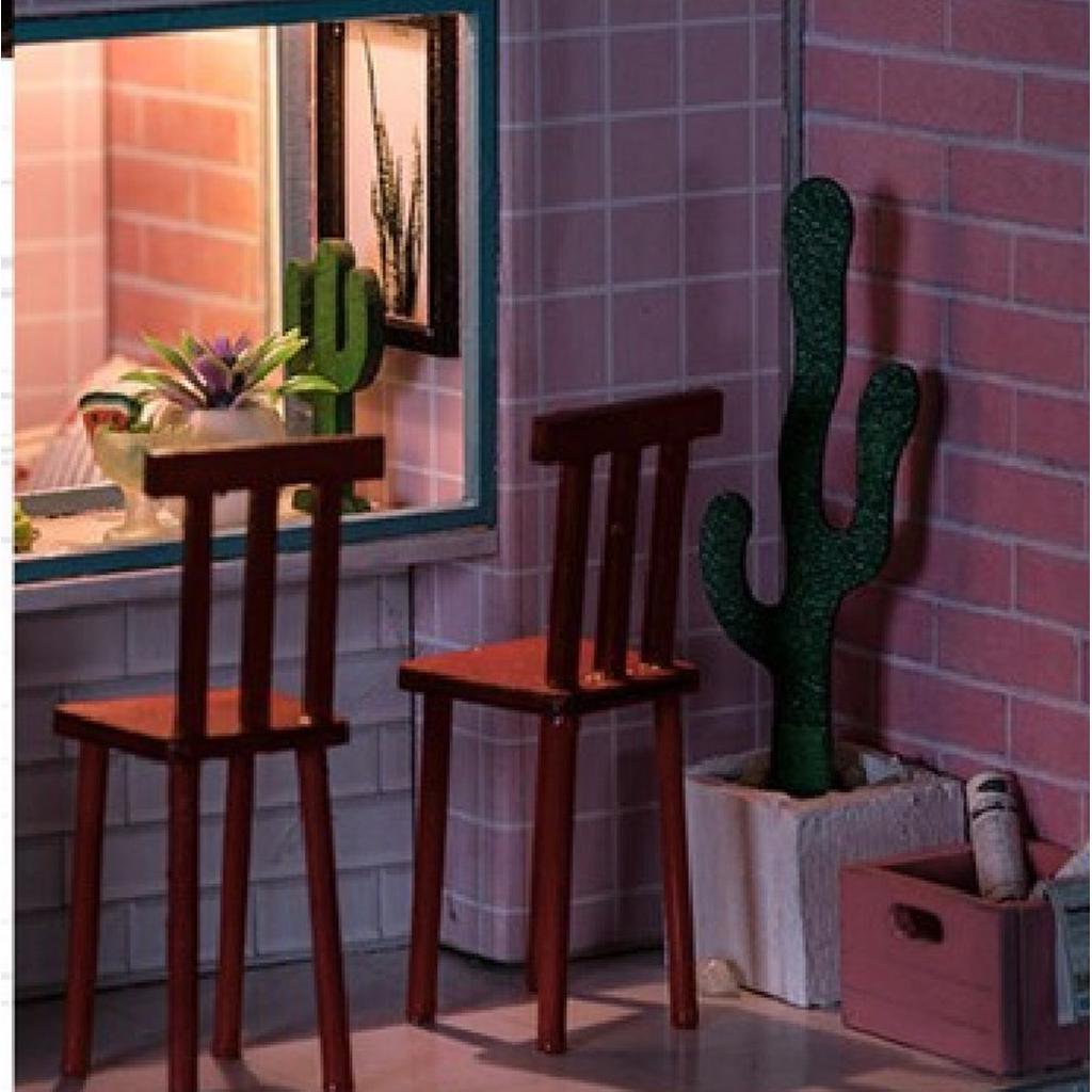 1:24 DIY Miniature Dollhouse Doll House Furnitures Kids Gift -Pink Cafe