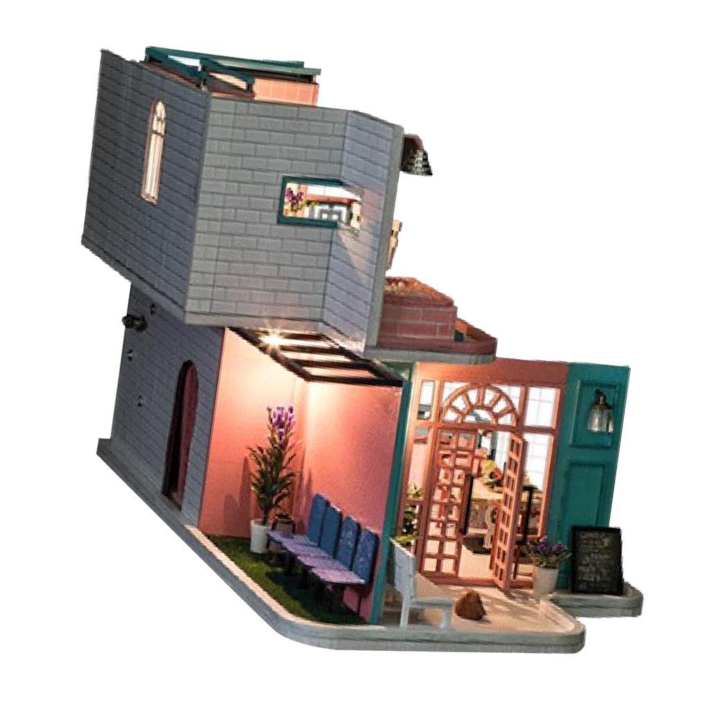 1:24 DIY Miniature Dollhouse Doll House Furnitures Kids Gift -Pink Cafe