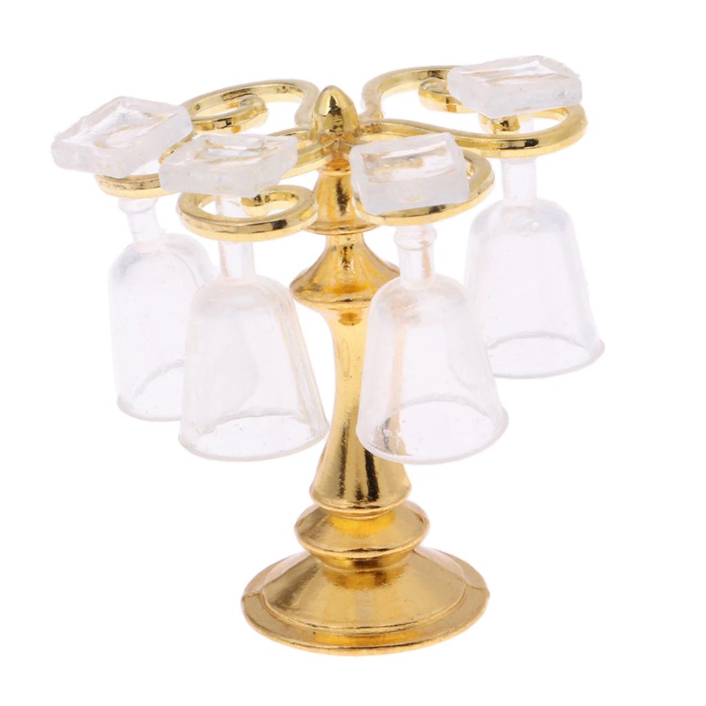 Dolls House Miniature Wine Rack Bottle Cup Glass Set Kitchen Pub Drink Decor