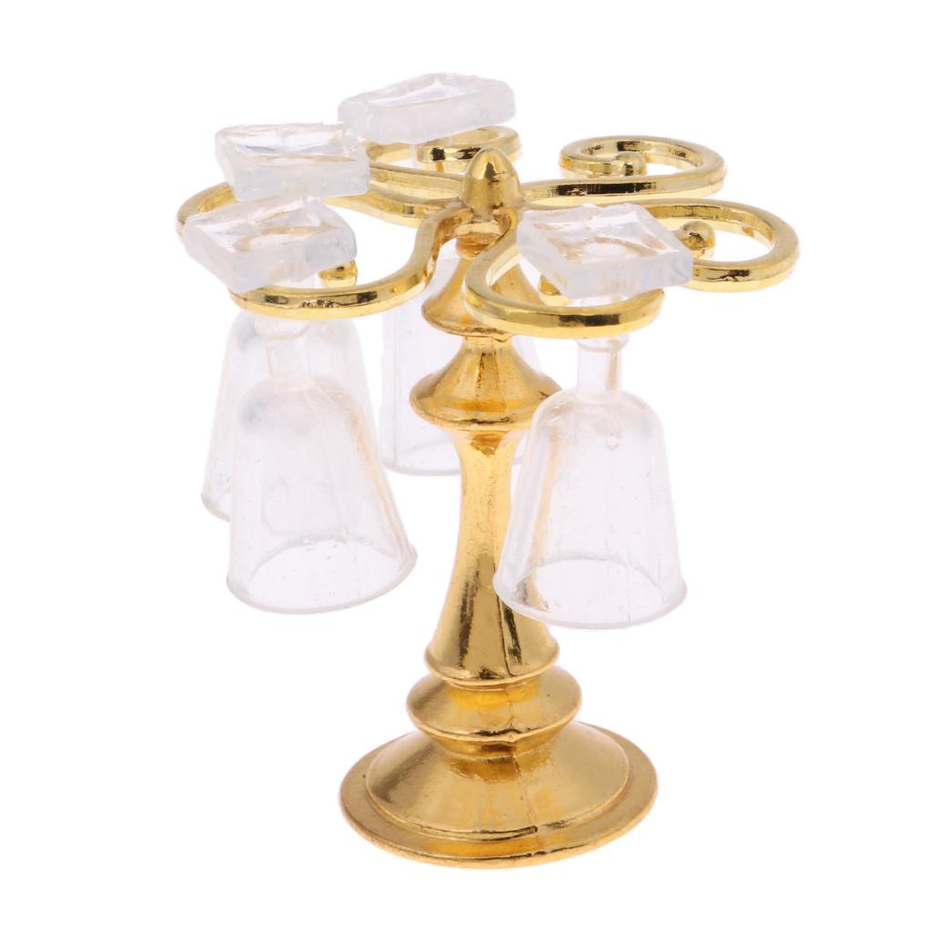 Dolls House Miniature Wine Rack Bottle Cup Glass Set Kitchen Pub Drink Decor
