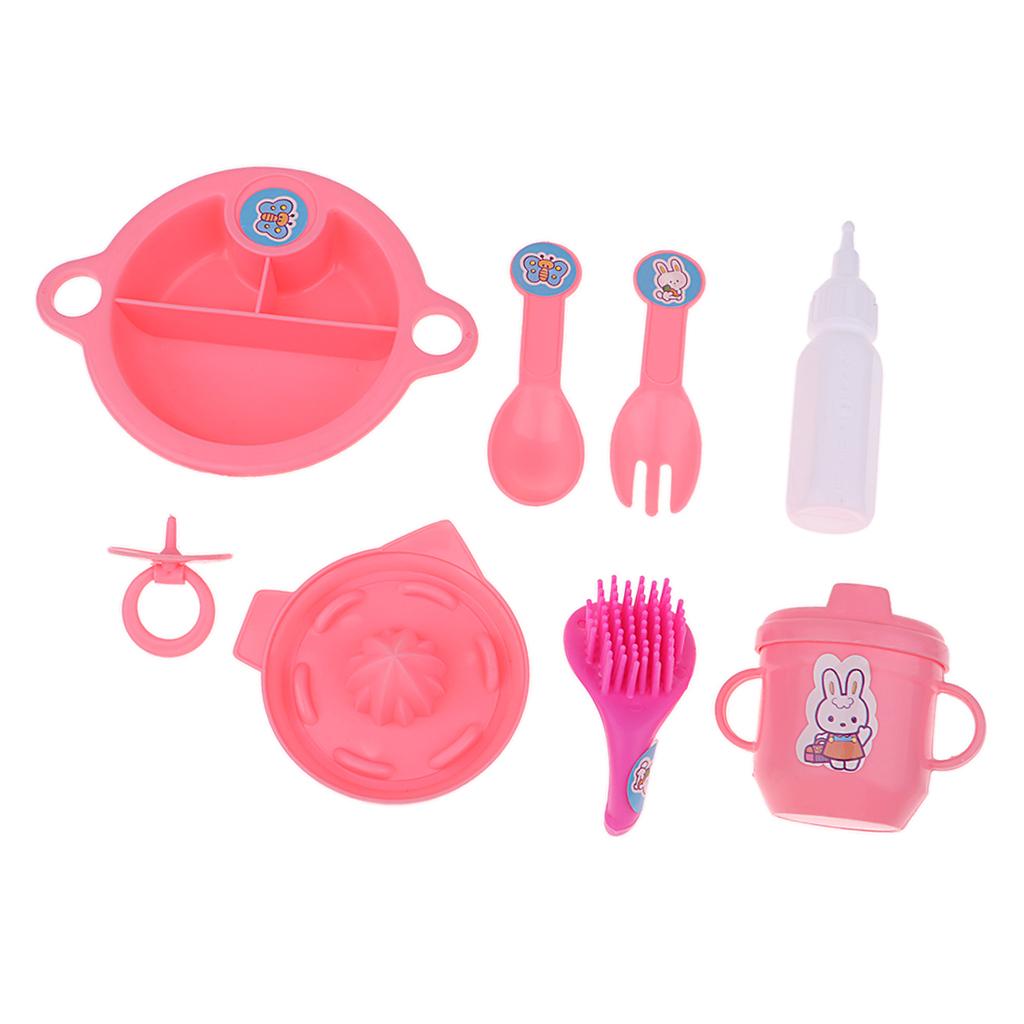 8pcs Plastic Simulation Cutlery Set Tableware Model For Girl Doll Accessory