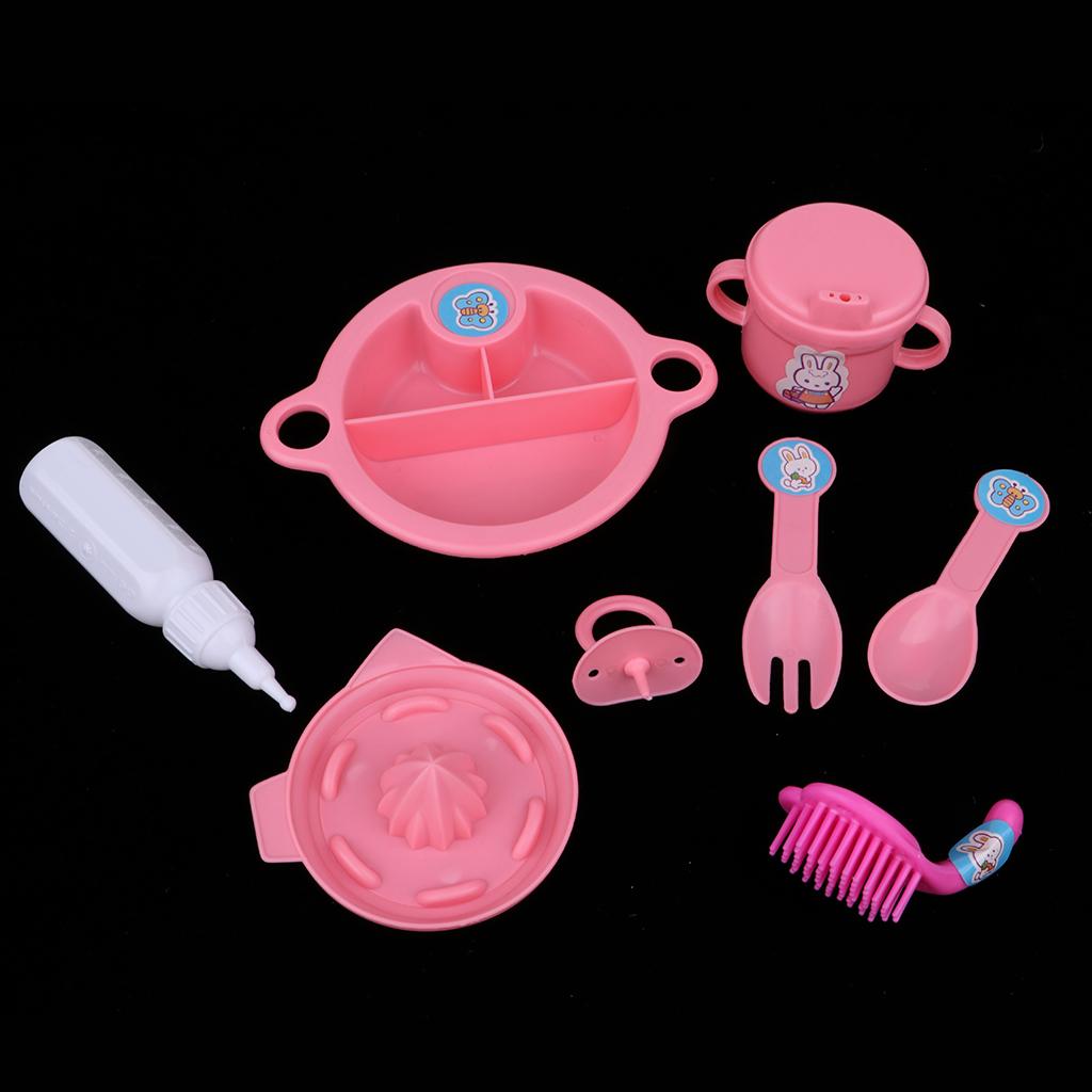8pcs Plastic Simulation Cutlery Set Tableware Model For Girl Doll Accessory