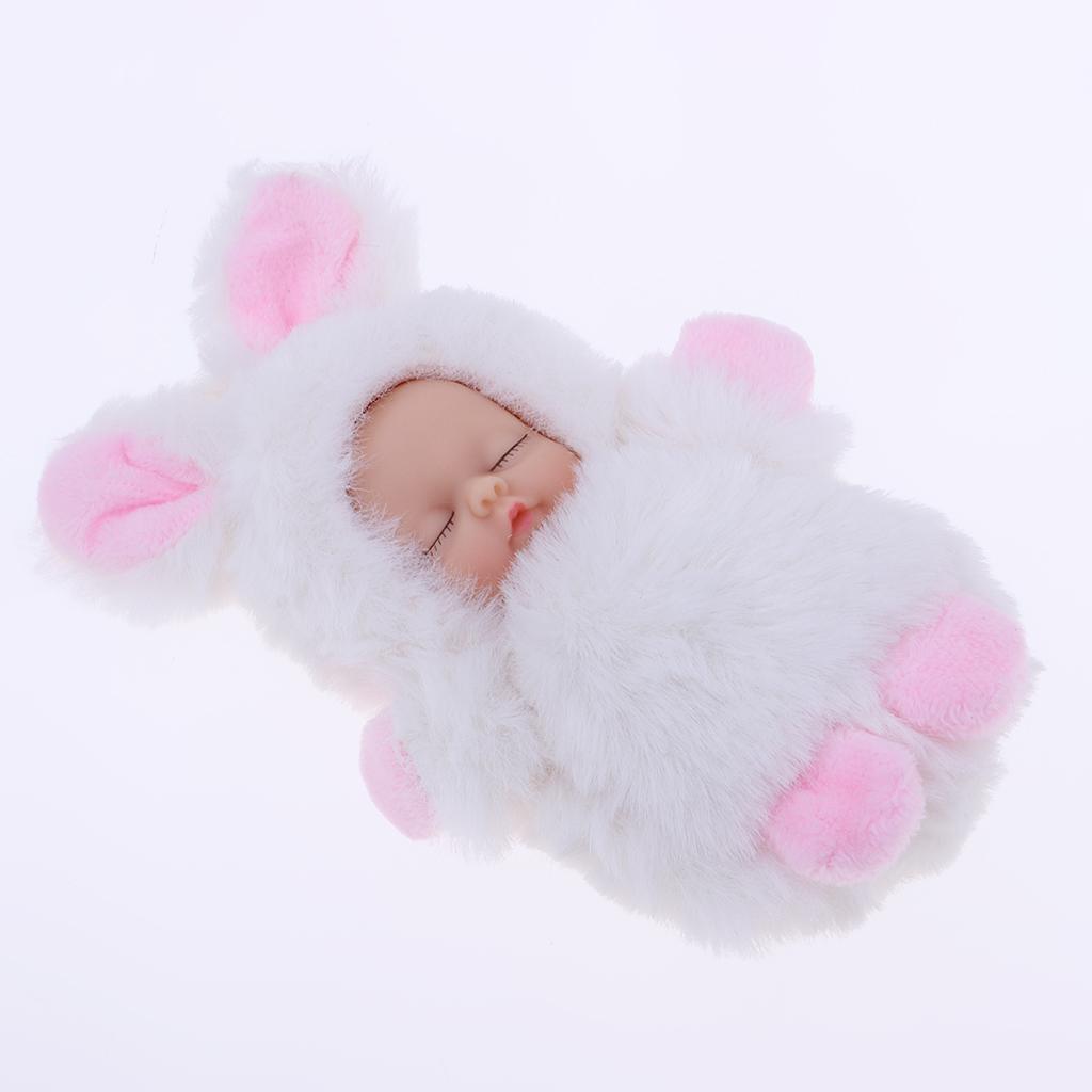 Cute Sleeping Baby Doll Key Chains Keyring Bags Car Charm Pendant White