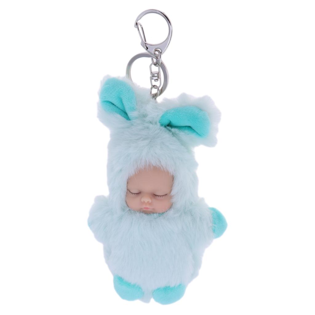Cute Sleeping Baby Doll Key Chains Keyring Bags Car Charm Pendant Blue