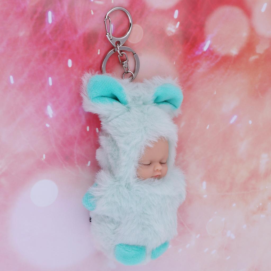 Cute Sleeping Baby Doll Key Chains Keyring Bags Car Charm Pendant Blue