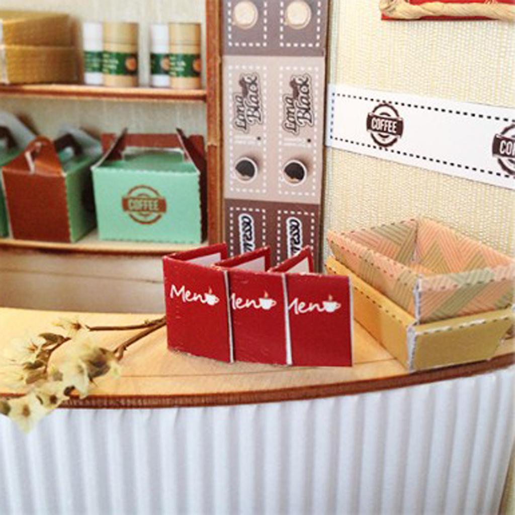 1/24 DIY Dollhouse Miniature Kit with Furniture, Light Coffee Shop Kids Gift