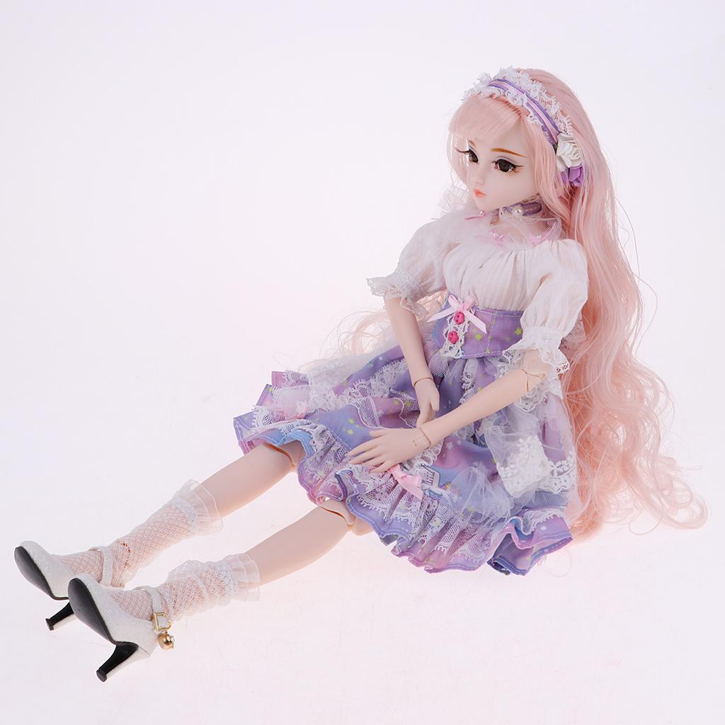 Delicate 26 Joints 1/4 BJD Doll Body Hands Clothes Shoes Set DIY Trisha