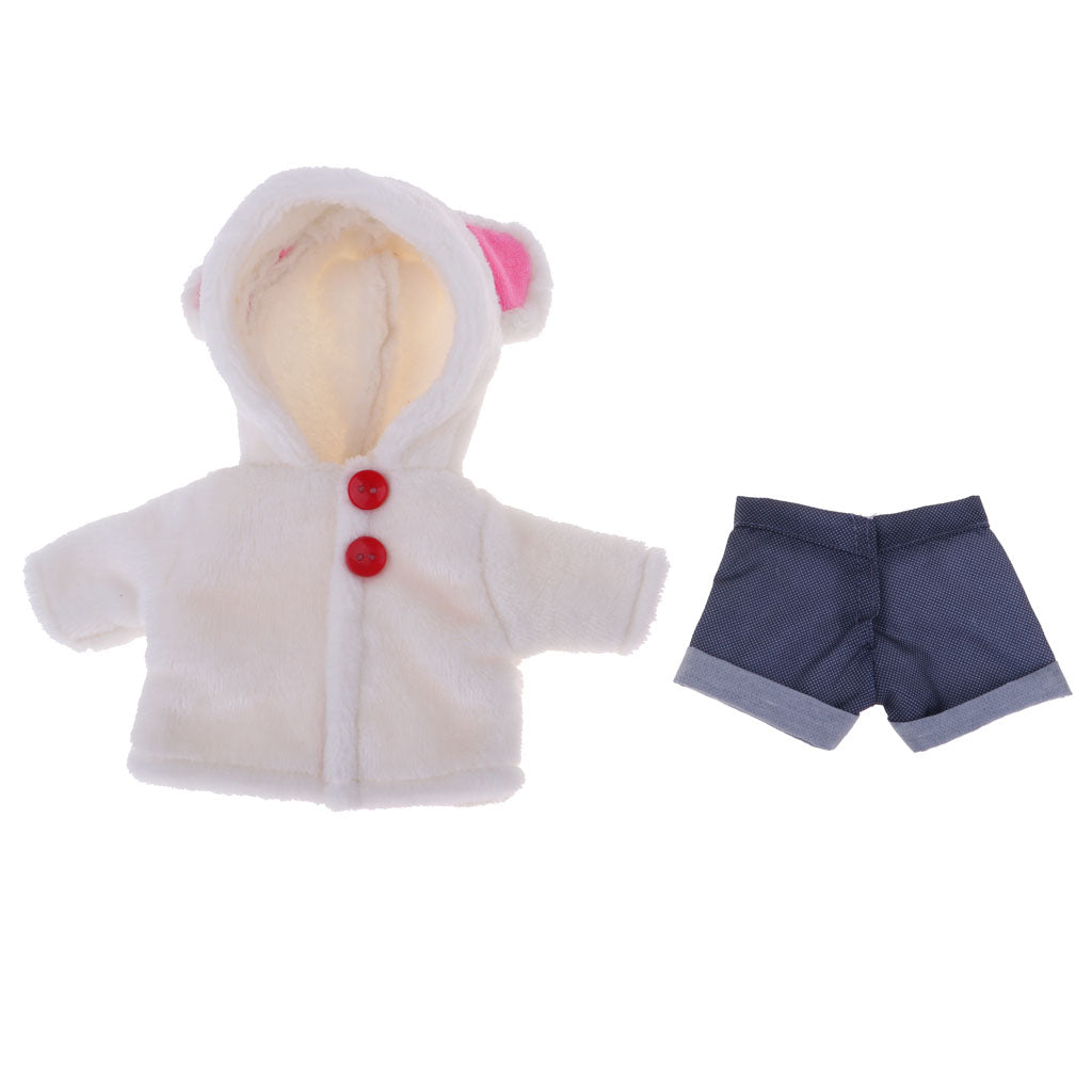 Cute White Plush Coat & Shorts for 25cm Mellchan Baby Doll Clothes Accessory