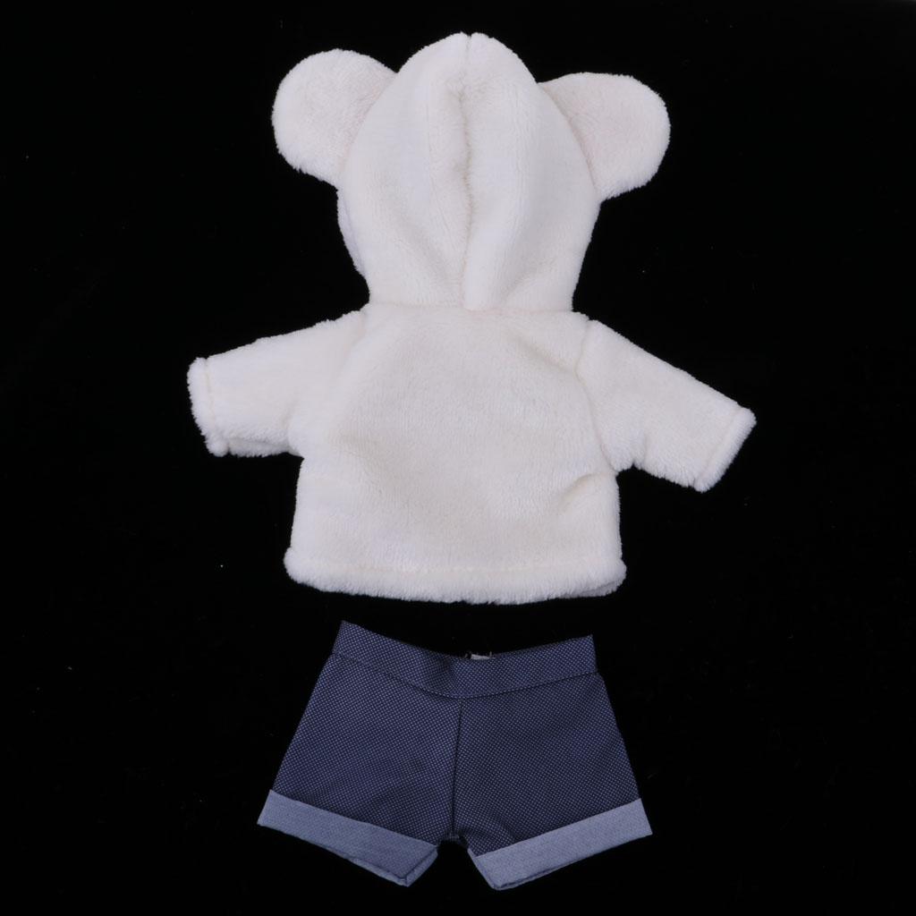 Cute White Plush Coat & Shorts for 25cm Mellchan Baby Doll Clothes Accessory