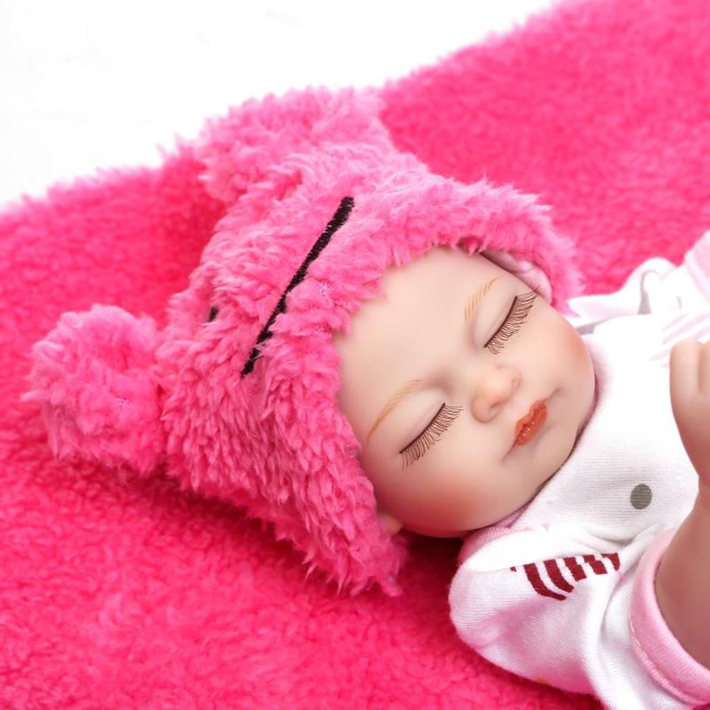 10 Inch 26cm Lifelike Vinyl Newborn Baby Doll Reborn Doll With Cushion