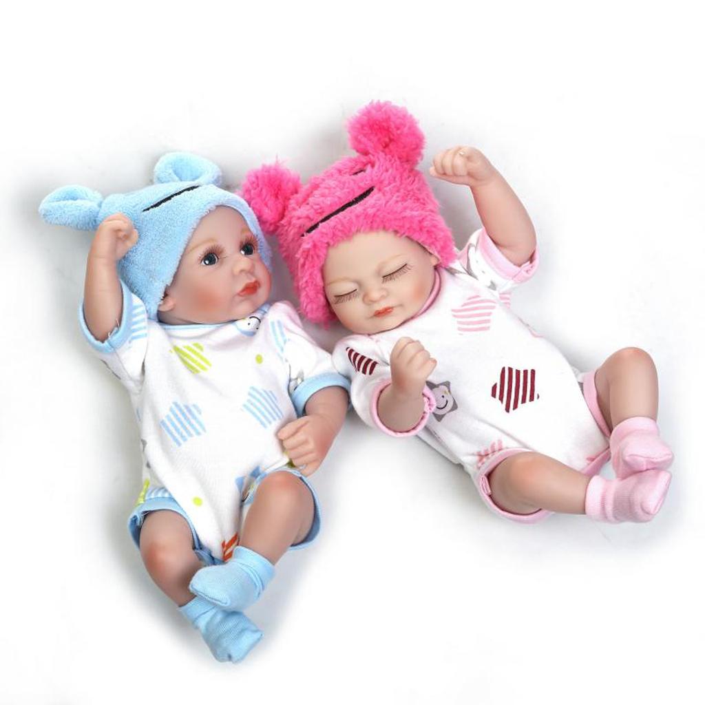 26cm 10'' Lifelike Soft Silicone Newborn Baby Boy Doll with Blanket