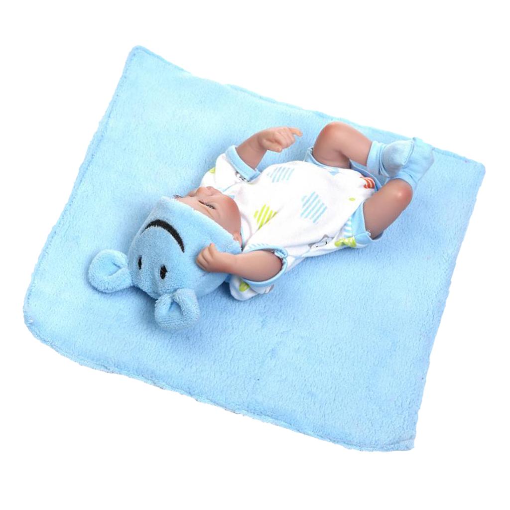 26cm 10'' Lifelike Soft Silicone Newborn Baby Boy Doll with Blanket