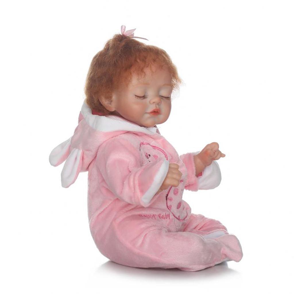 17inch Lifelike Vinyl Newborn Baby Girl Doll with Pacifier Bottle Pillow