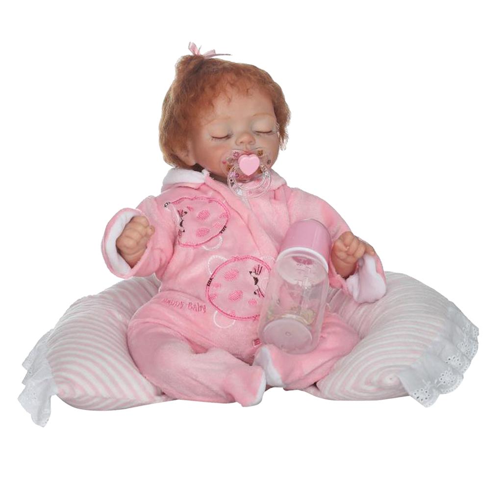 17inch Lifelike Vinyl Newborn Baby Girl Doll with Pacifier Bottle Pillow