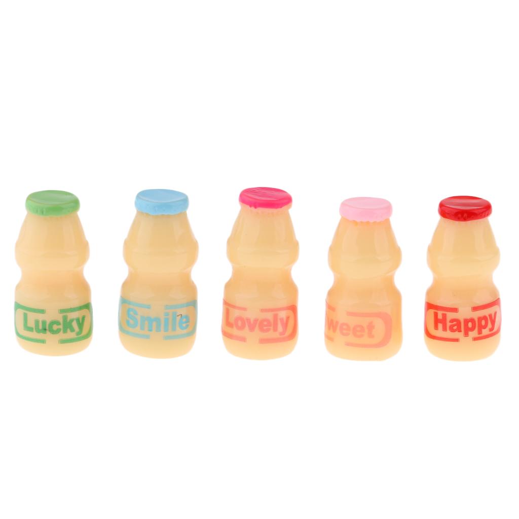 1/12 Dollhouse Miniature Soft Drink Yogurt Bottles Model Toy Decor 5 Pieces
