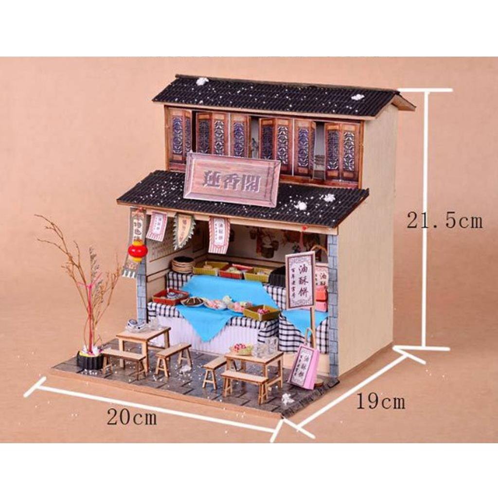 1/24 DIY Dollhouse Miniature Kit w/ Furniture, Light Archaic Snack Shop Gift