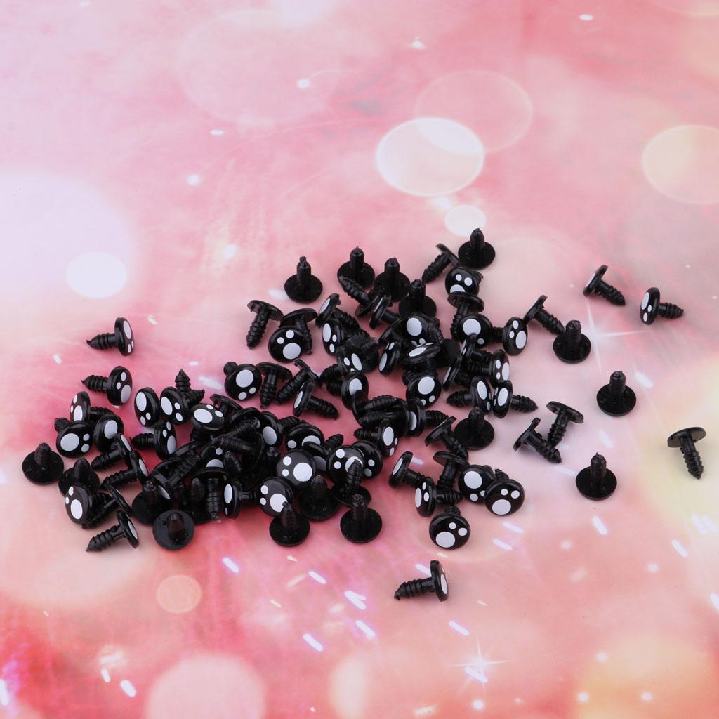 Black Plastic Safety Eyes For Teddy Bear Animal Puppet Craft 14MM (100Pcs)