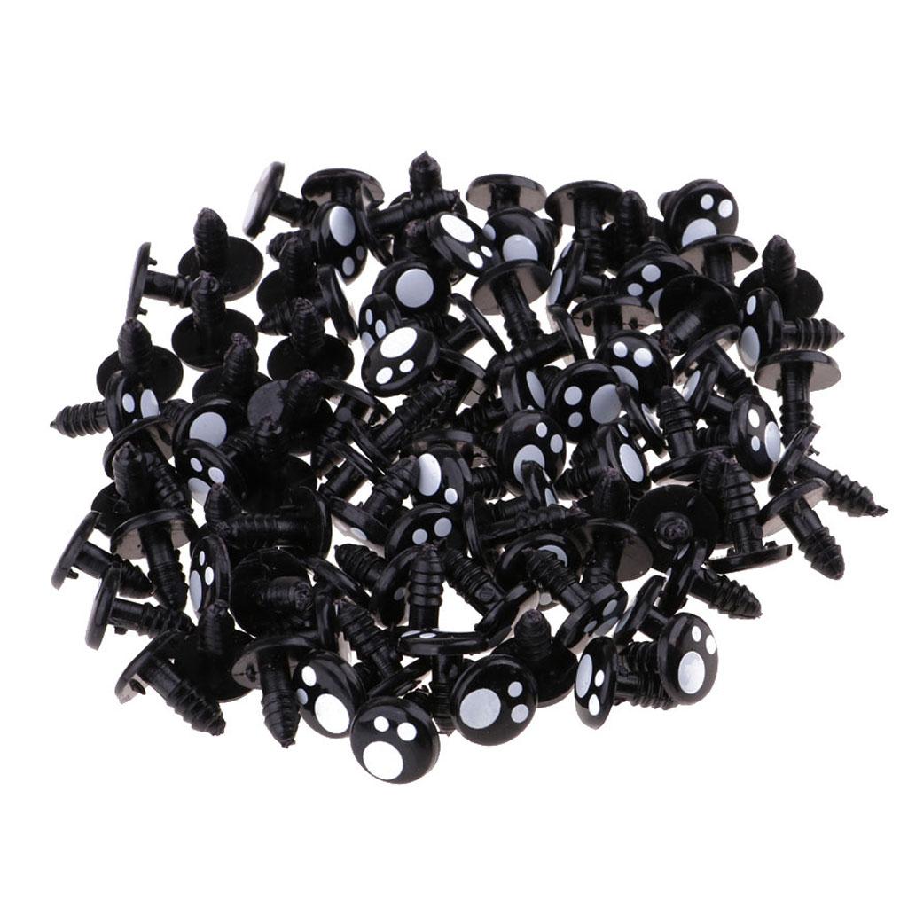 Black Plastic Safety Eyes For Teddy Bear Animal Puppet Craft 16MM (100Pcs)