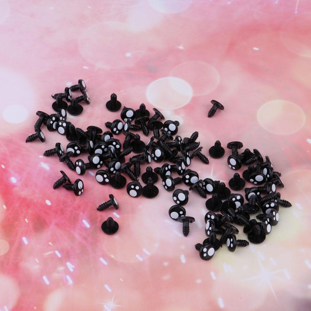 Black Plastic Safety Eyes For Teddy Bear Animal Puppet Craft 16MM (100Pcs)