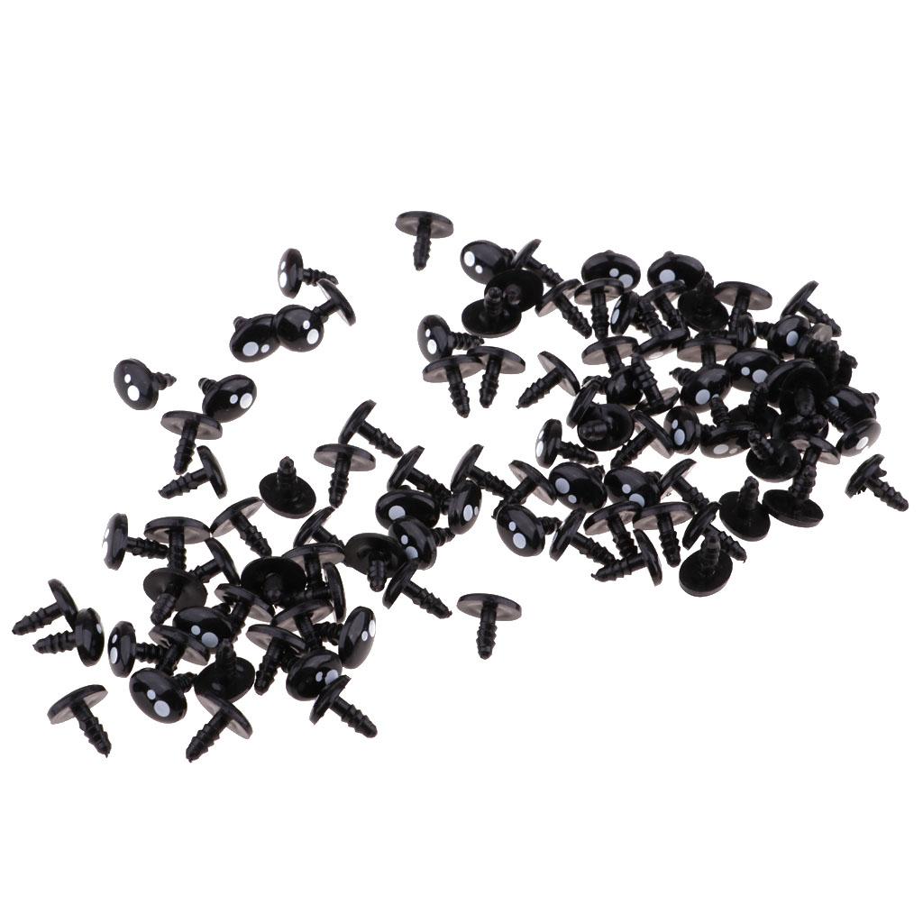100pcs 8mm Plastic Safety Eyeballs Eyes DIY Craft Toys Accs Black & White