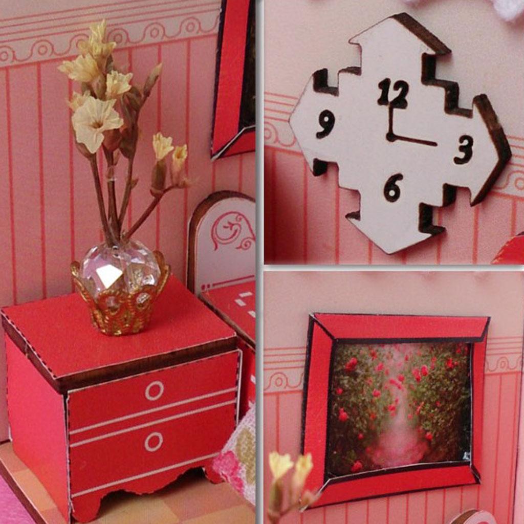 1/24 DIY Dollhouse Miniature Kit w/ Furniture - Pink Sweet Princess Bedroom