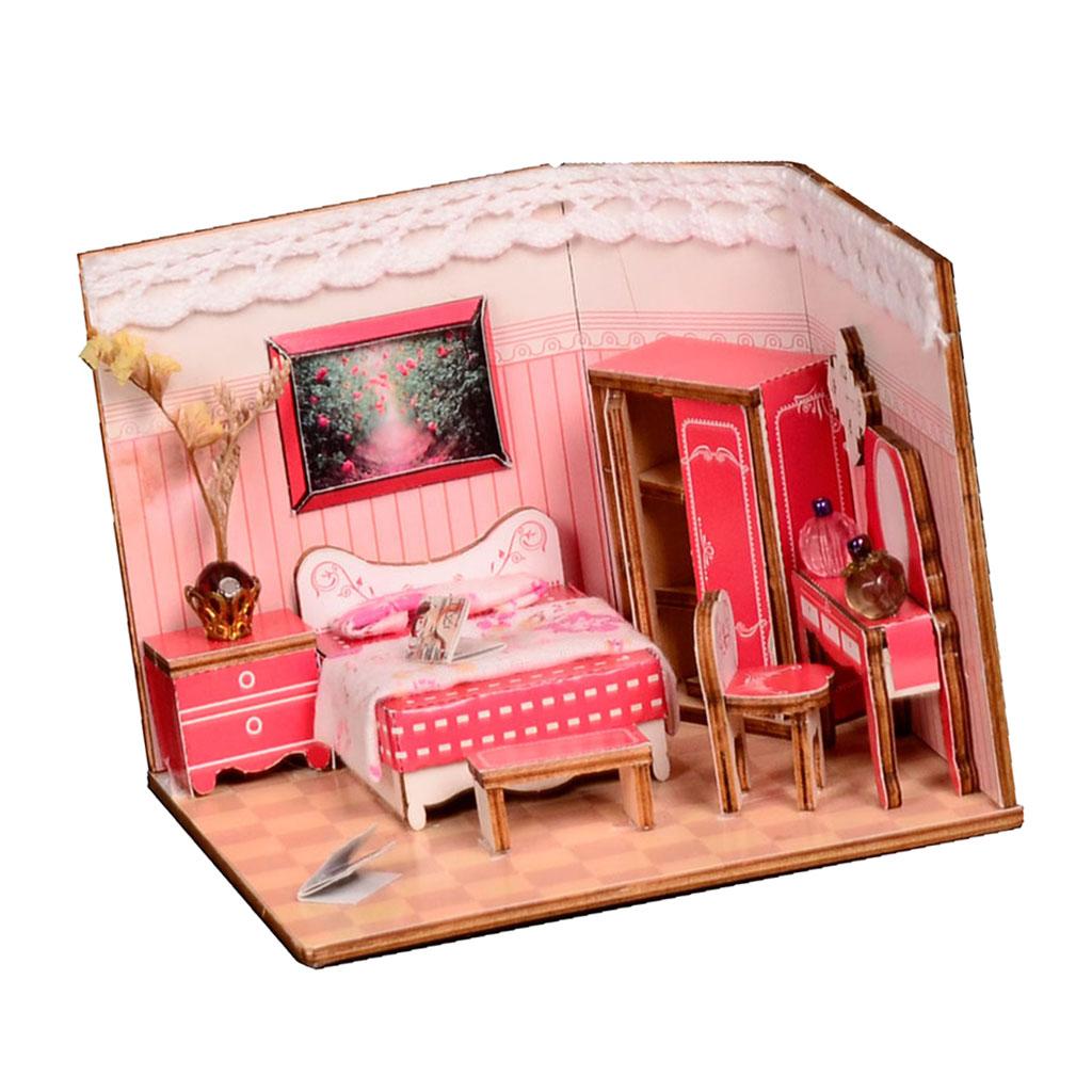 1/24 DIY Dollhouse Miniature Kit w/ Furniture - Pink Sweet Princess Bedroom