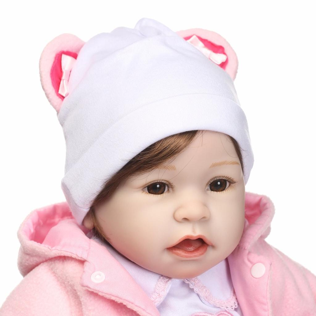 Lifelike 22inch Newborn Baby Doll Realistic Toddler Doll Pink Clothes Set