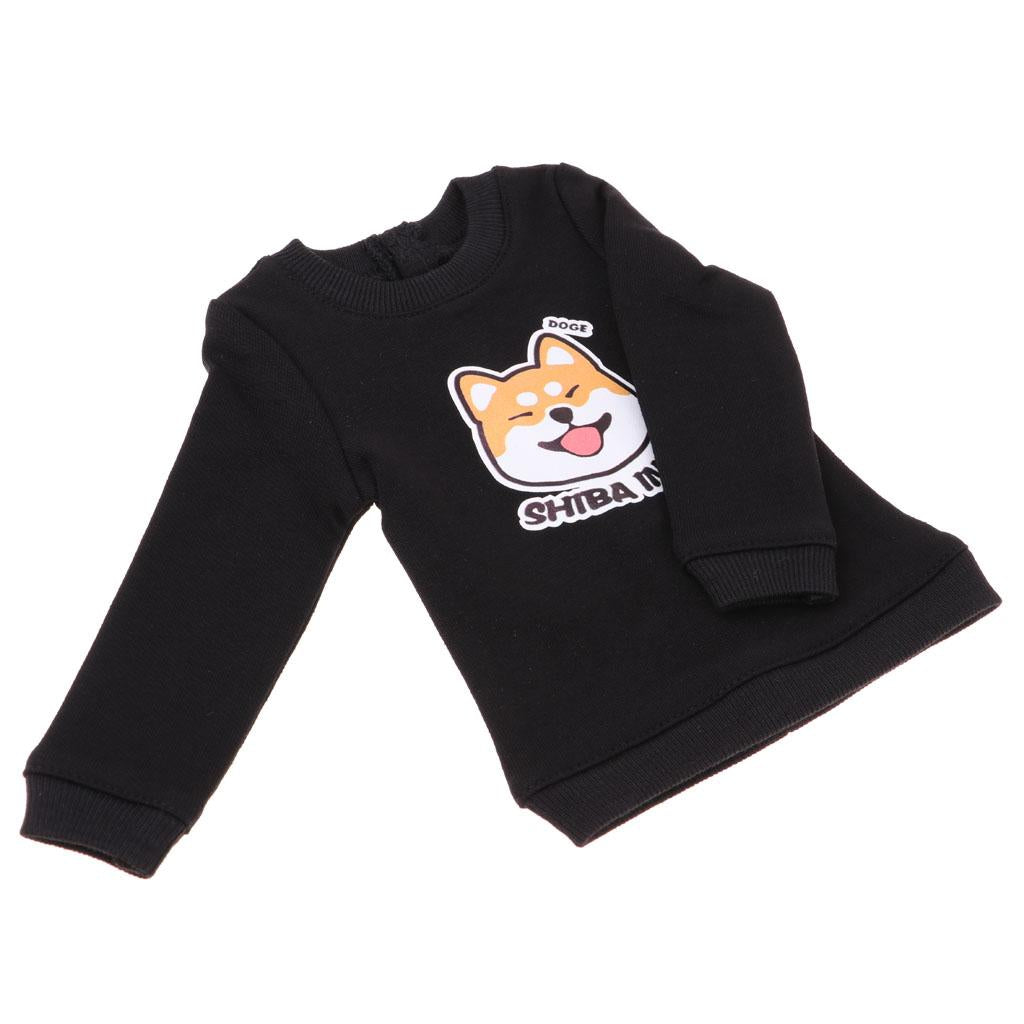 Adorable Cartoon Dog Pattern Pullover Top T-shirt For 1/4 MSD BJD Doll Black