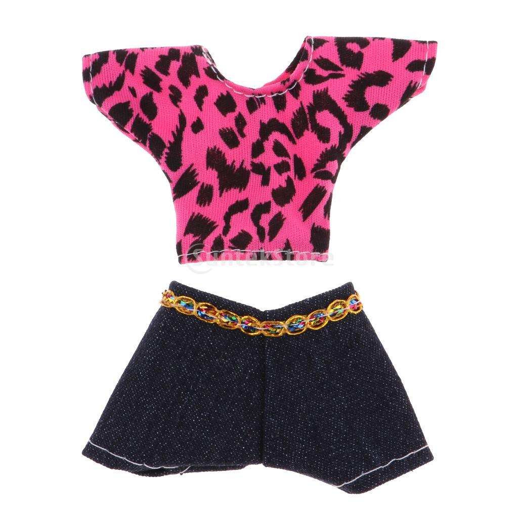 2pcs Leopard Short Sleeve & Shorts Clothes Set Casual Outfit for29-30cm Doll