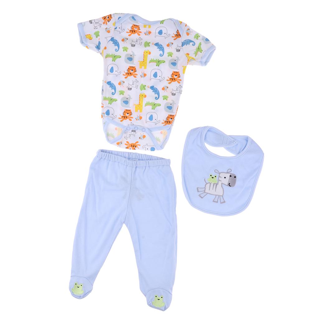 Lovely Printed Rompers Pants & Bibs For 20'' Newborn Infant Doll Accessories