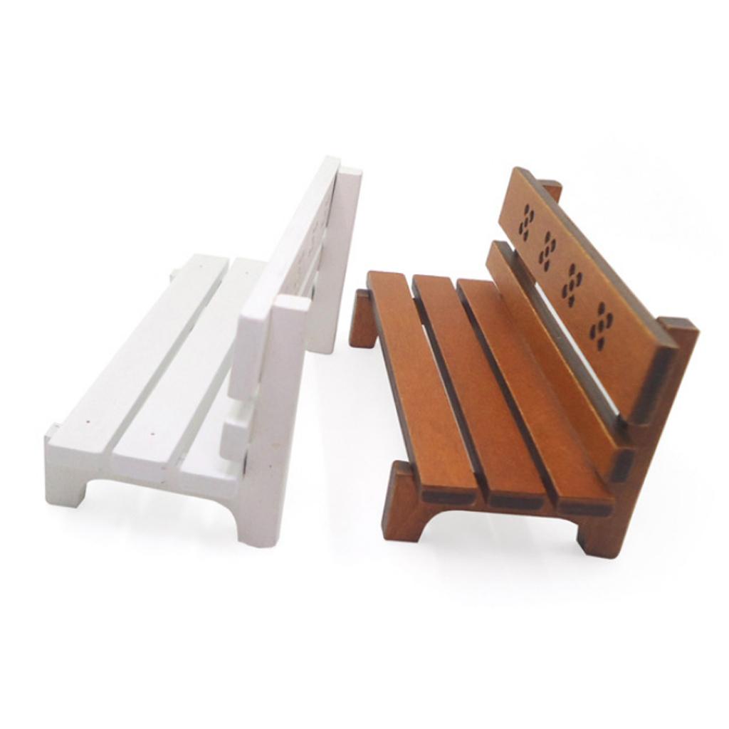 1:12 Dollhouse Miniature Wooden Park Bench Furniture Fairy Garden Kits White