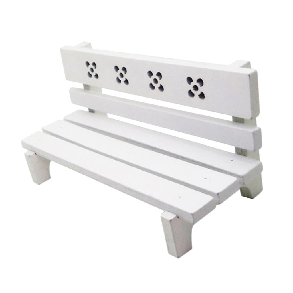 1:12 Dollhouse Miniature Wooden Park Bench Furniture Fairy Garden Kits White