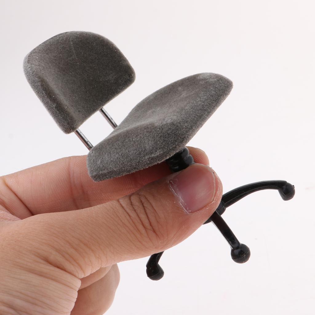 1/12 Dollhouse Miniature Furniture Revolving Chair Desk Chair Model Gray