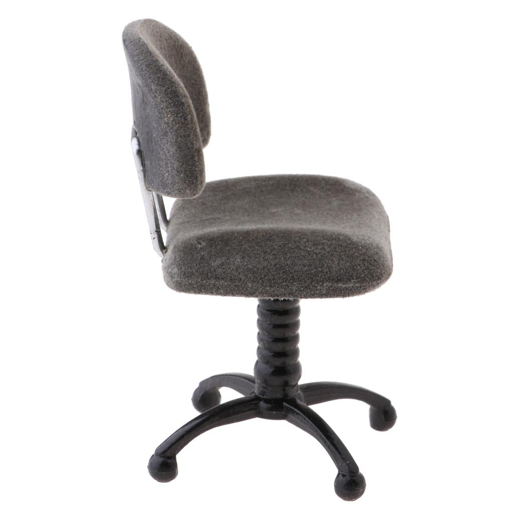 1/12 Dollhouse Miniature Furniture Revolving Chair Desk Chair Model Gray