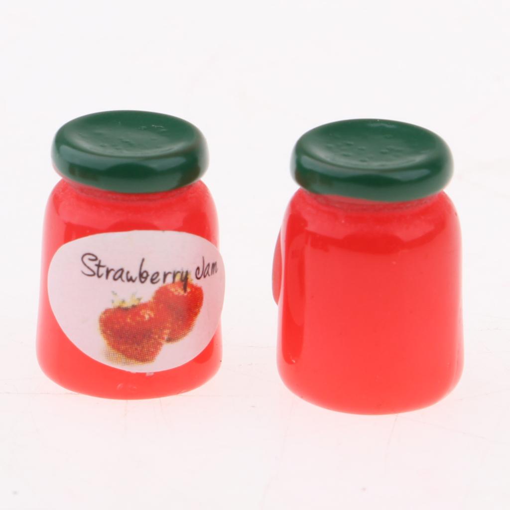 1/12 Dollhouse Miniature Strawberry Jam Bottles Food Toy Kitchen Accessories