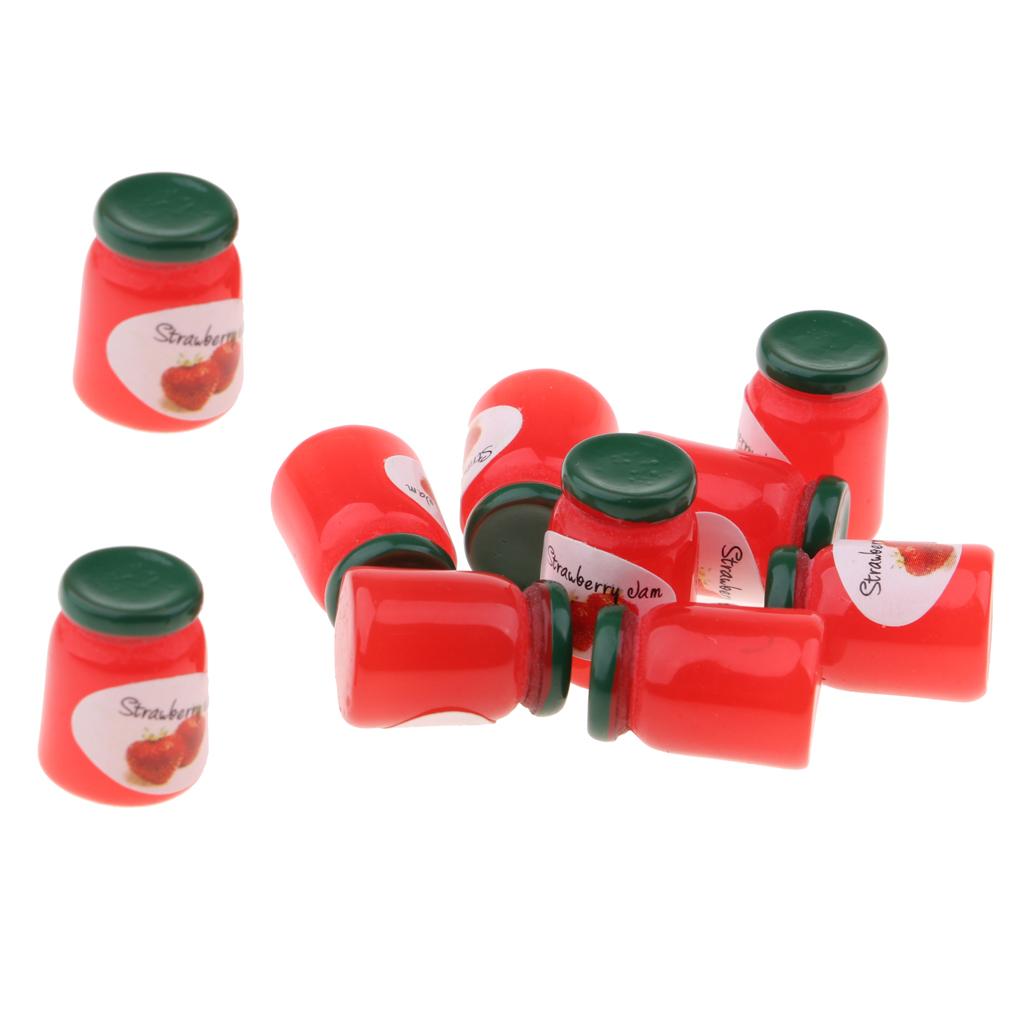 1/12 Dollhouse Miniature Strawberry Jam Bottles Food Toy Kitchen Accessories