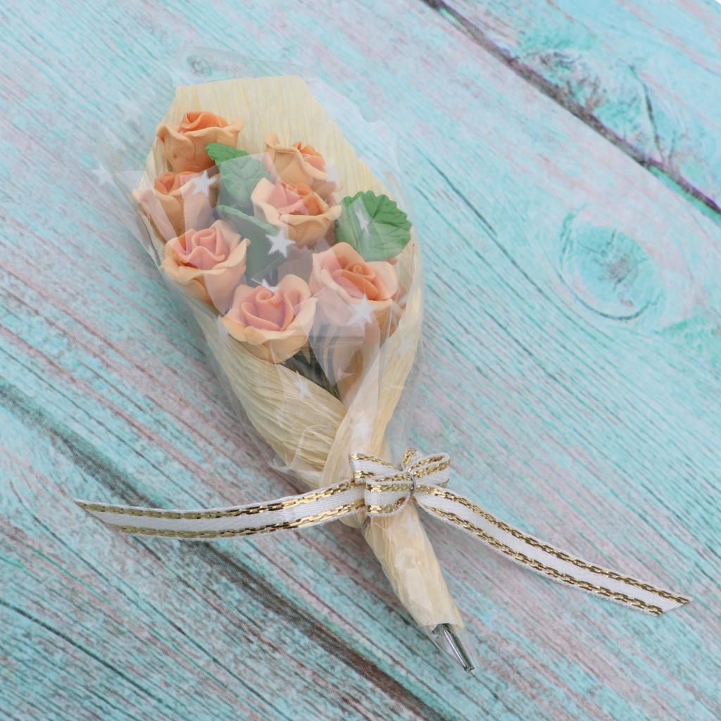 1/12 Dollhouse Miniature Clay Champagne Rose Flowers Bouquet Ornaments