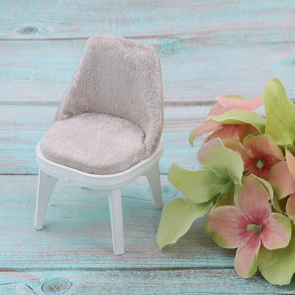 1/12 Dollhouse Miniatures Furniture Wooden Mini Chair Model Decoration C
