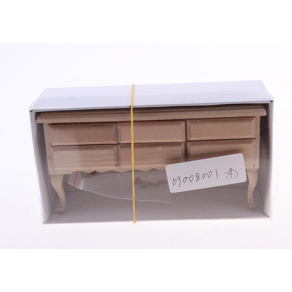 Unpainted 1/12 Dollhouse Miniature Table Drawers and Drawer Pull DIY Decor