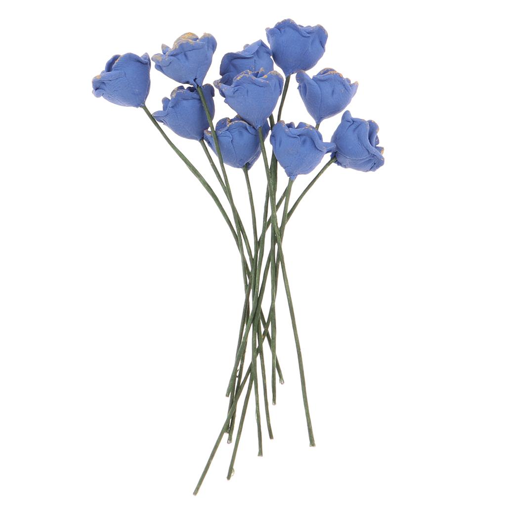 10pcs 1/12 Dollhouse Miniature Garden Blue Enchantress Flower Room Decor