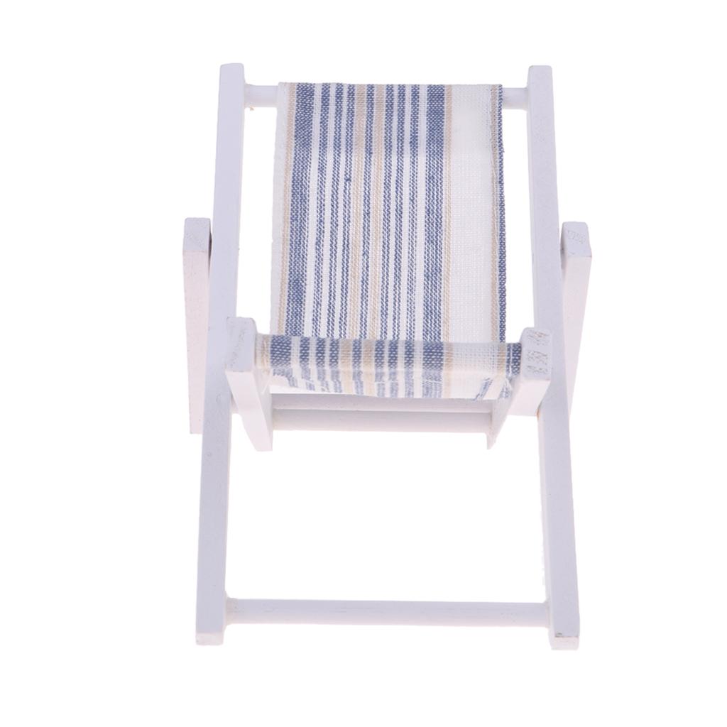 1/6 Striped Mini Lounge Chair Foldable Chair Furniture for Dollhouse Decor