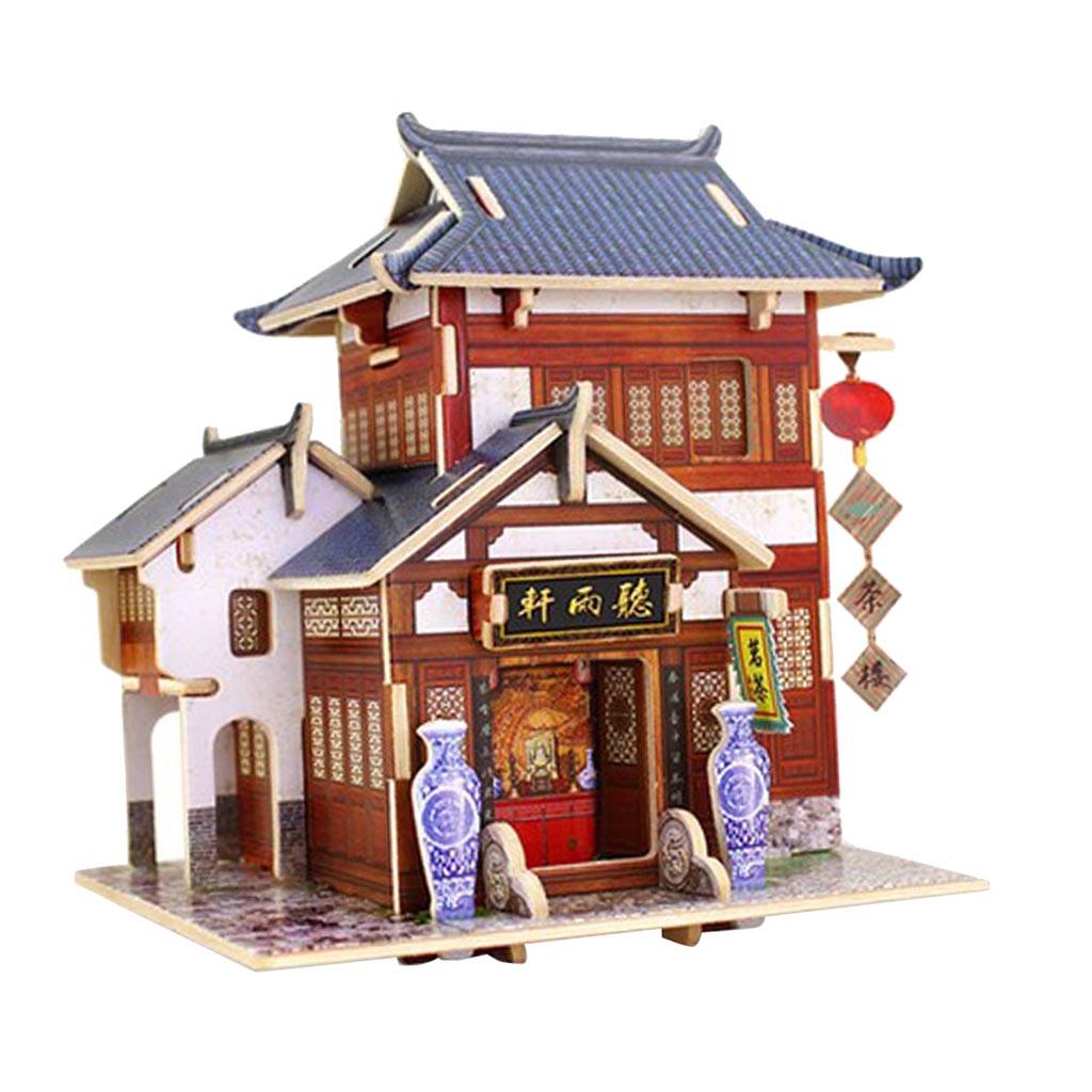 1/24 DIY Miniature Kits 3D Dollhouse with Furniture Chinese Tea House Gift