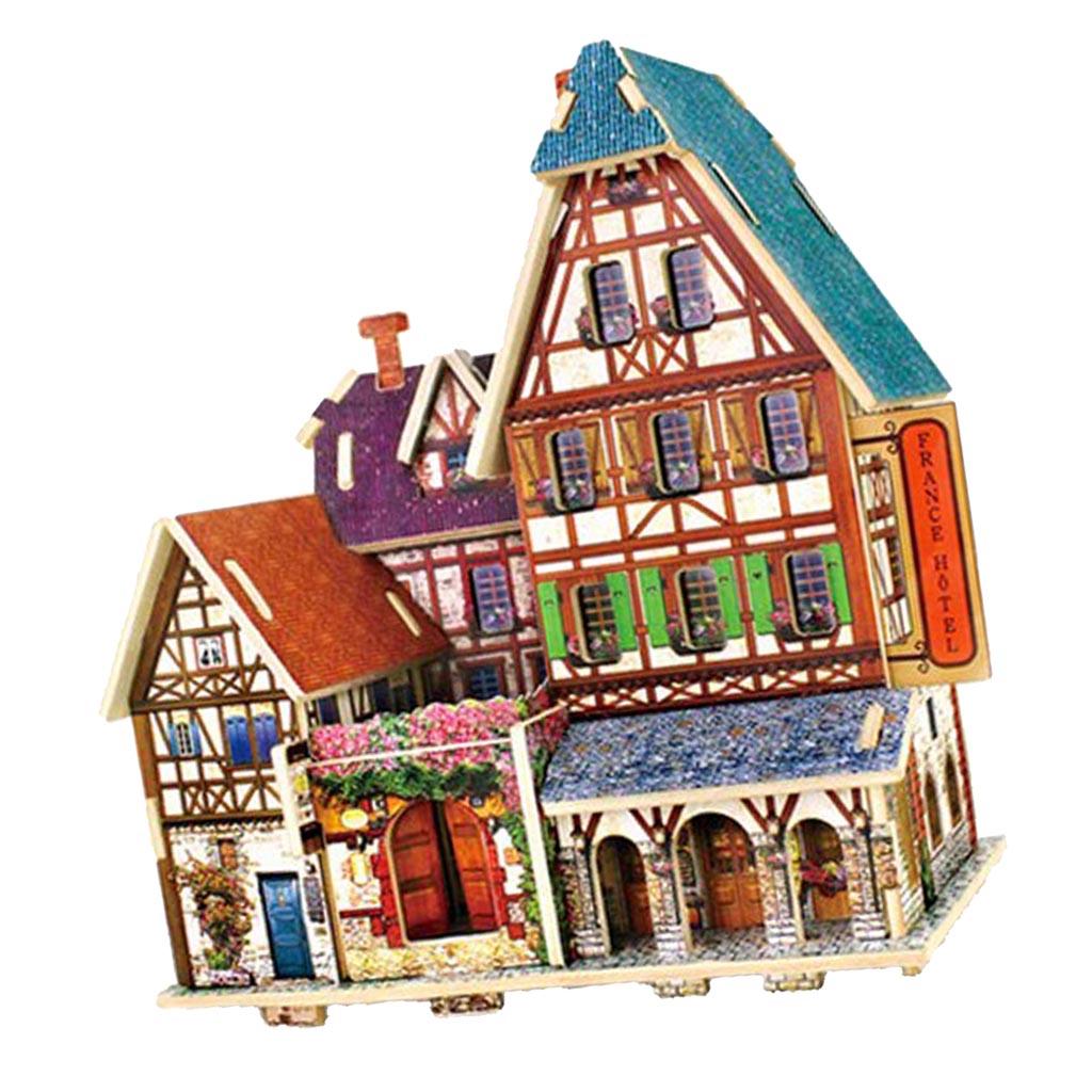 1:24 DIY Miniature Dolls House Furniture Kit Kids X-mas Gifts -France Hotel