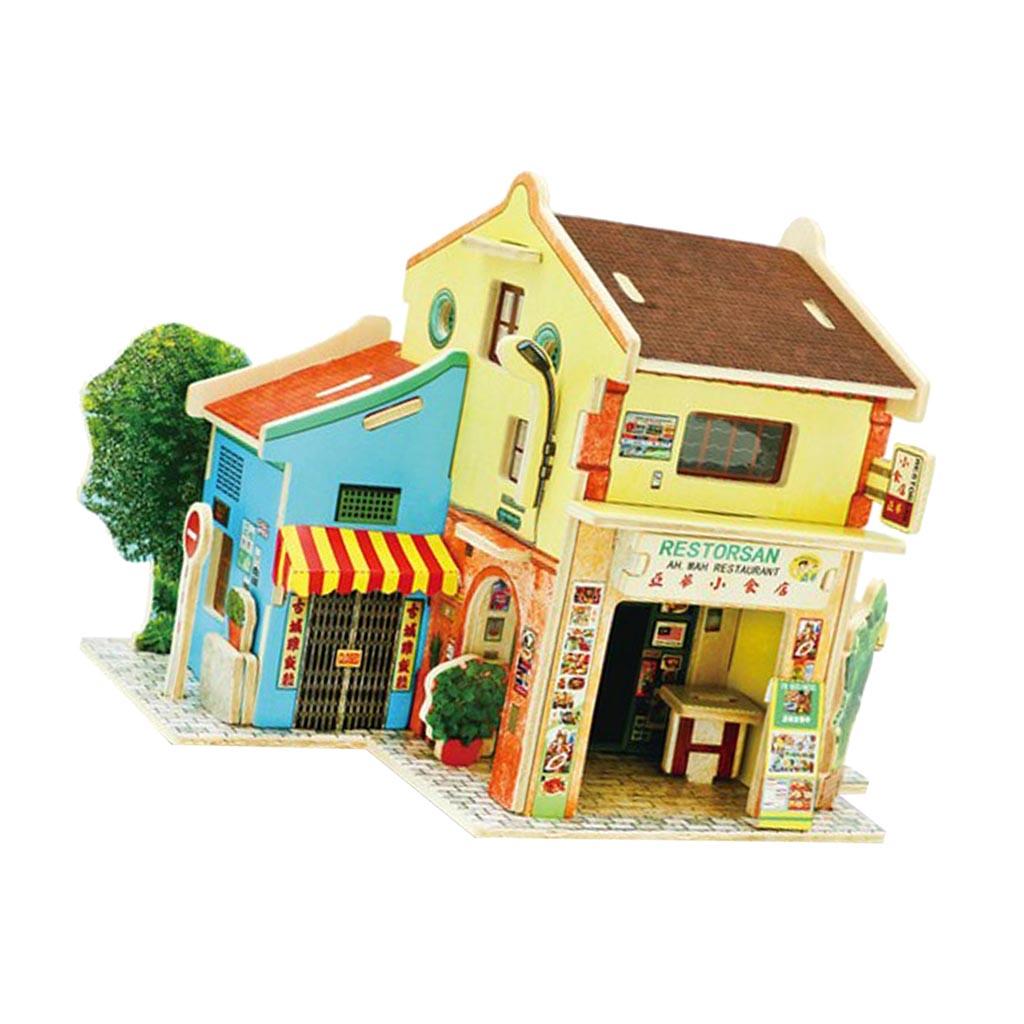 3D Jigsaw Wood Miniature 1/24 DIY Doll House Kit Model Chinatown in Malaysia
