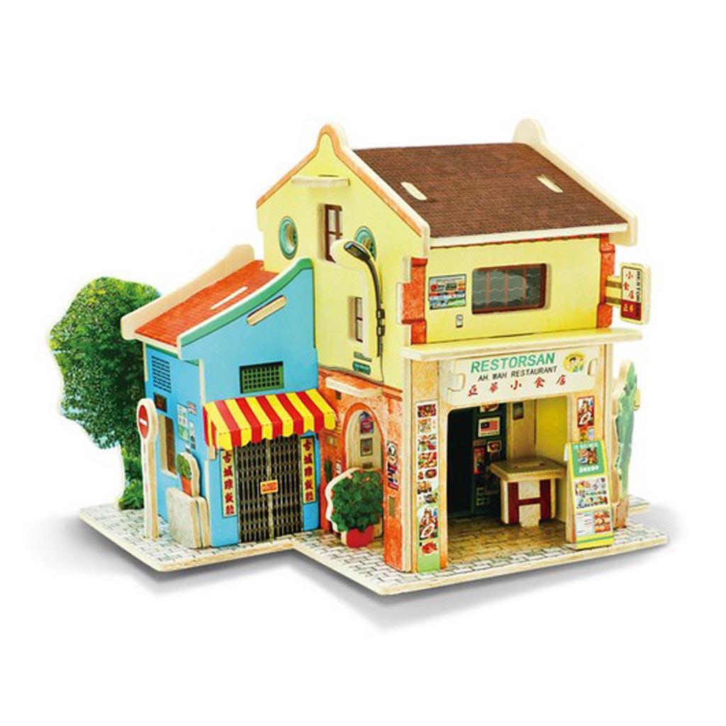 3D Jigsaw Wood Miniature 1/24 DIY Doll House Kit Model Chinatown in Malaysia