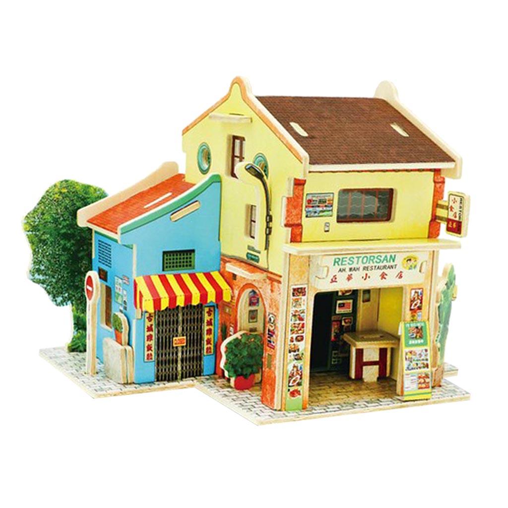 3D Jigsaw Wood Miniature 1/24 DIY Doll House Kit Model Chinatown in Malaysia