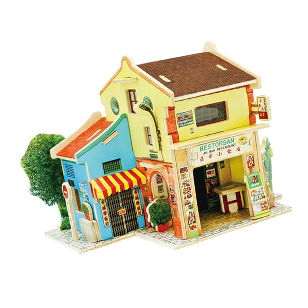 3D Jigsaw Wood Miniature 1/24 DIY Doll House Kit Model Chinatown in Malaysia